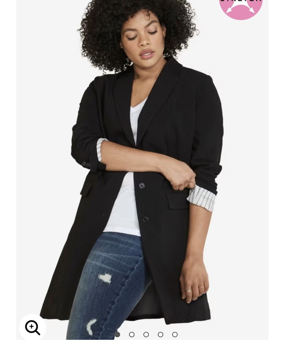 Ellos Women's Size 22 Boyfriend Jacket Blazer Long Black